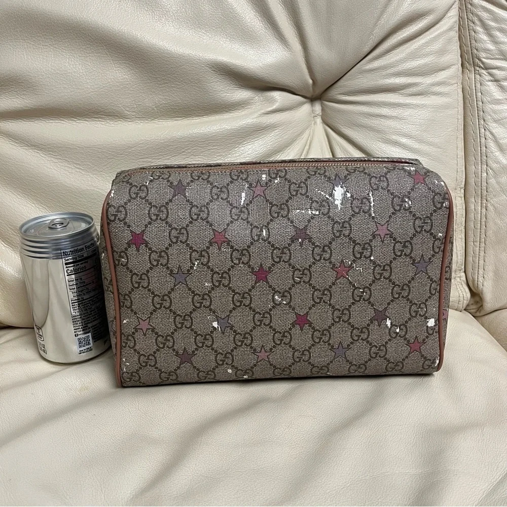 GUCCI SUPREME Star Print Zipper Cosmetic Pouch Make Up Bag